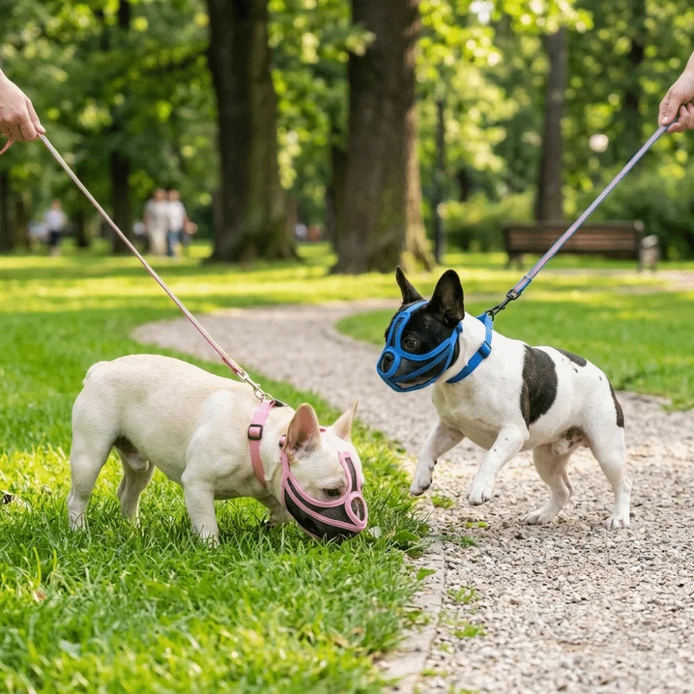 Short Snout Dog Muzzle for Bulldogs (Breathable, Adjustable, Anti-Scavenge)