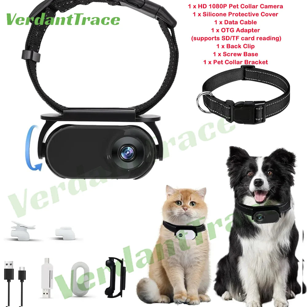 VerdantTrace VTA1 HD 1080P Pet Collar Action Camera - Lightweight Mini Body Cam