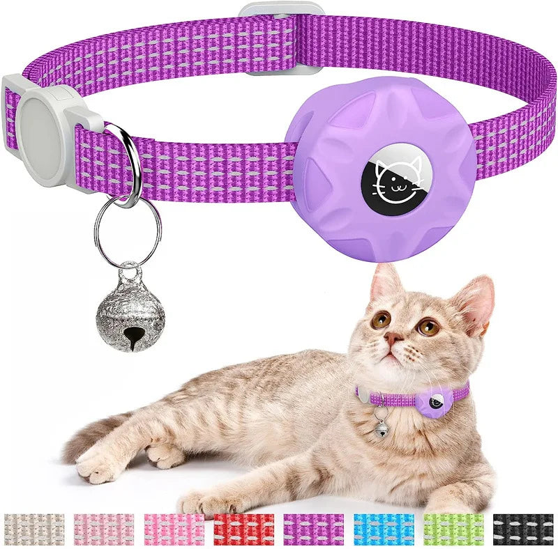 AirTag Collar Silicone Sleeve — Reflective Tracker Holder with Bell