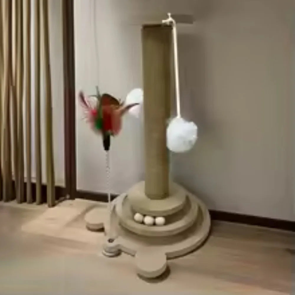 Tall Sisal Cat Scratching Post with Hanging Ball Toy