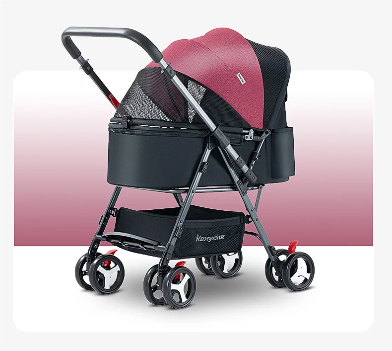 All-Weather Canopy 4-Wheel Foldable Pet Stroller for Small & Medium Dogs & Cats — Compact Outdoor Adventure