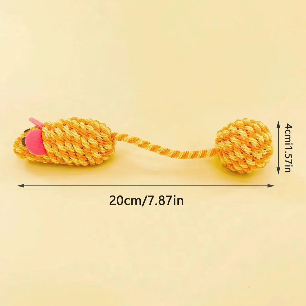 Knitted Mouse Ball Toy with Rustling Tail — Crinkle Sound Cat Toy