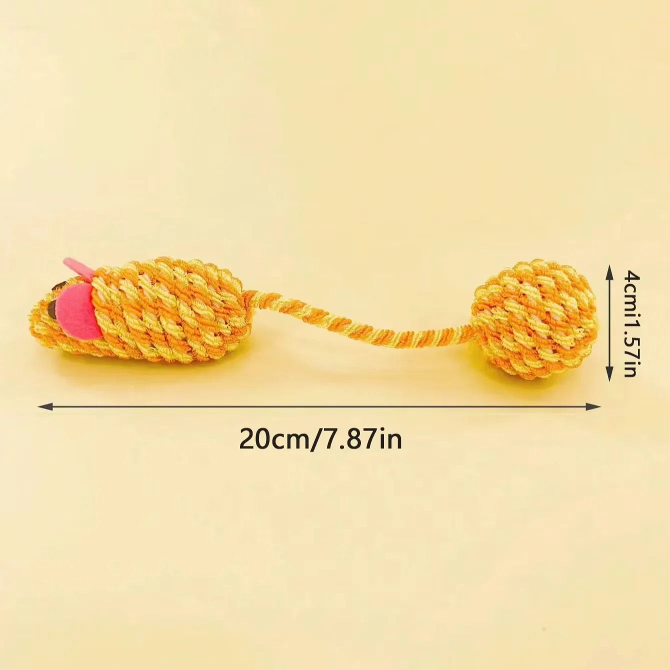 Knitted Mouse Ball Toy with Rustling Tail — Crinkle Sound Cat Toy