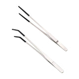 Bent-Tip Stainless Steel Feeding Tweezers — Straight & Curved, 10.6"