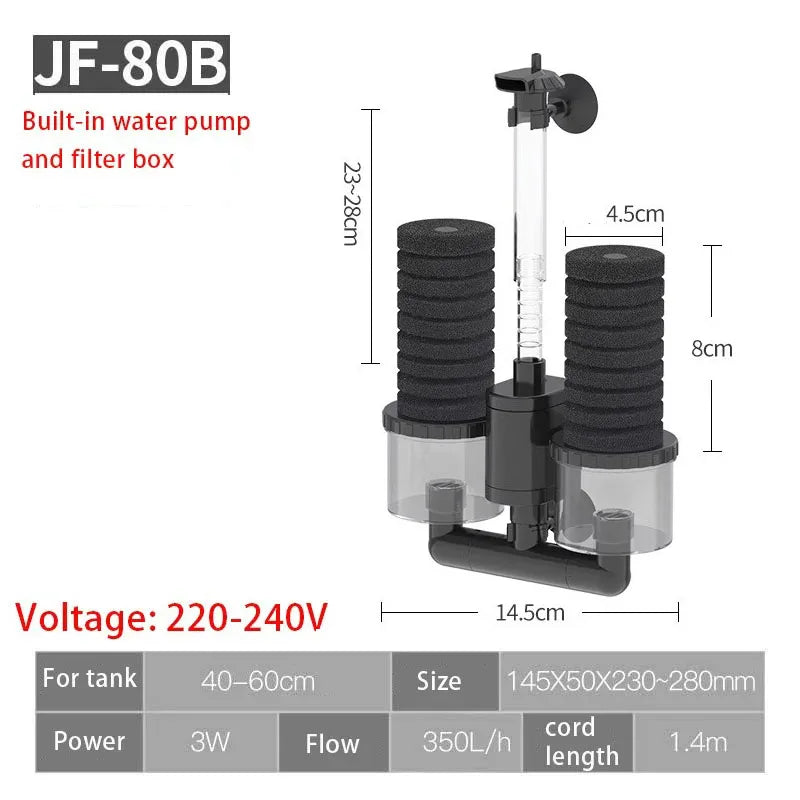 Submersible Aquarium Filter with Bio Media Balls 220V